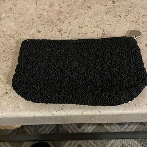Black crochet fabric mini bag by Wesley & Co.